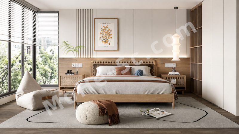 【卧室 Bedroom】北欧家居卧室SU模型  Nordic-style bedroom SketchUp model-MOHE素材库-设计行业的乐园，各类素材的矿山！
