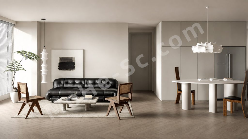 图片[1]-【客餐厅 Living & Dining Area】Cassina侘寂极简客餐厅SU模型  Cassina Wabi-sabi Minimalist Living & Dining Area SketchUp Model