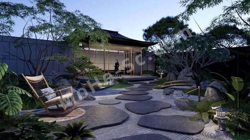 【庭院 Courtyard】新中式庭院花园SU模型 New Chinese-Style Courtyard Garden SketchUp Model