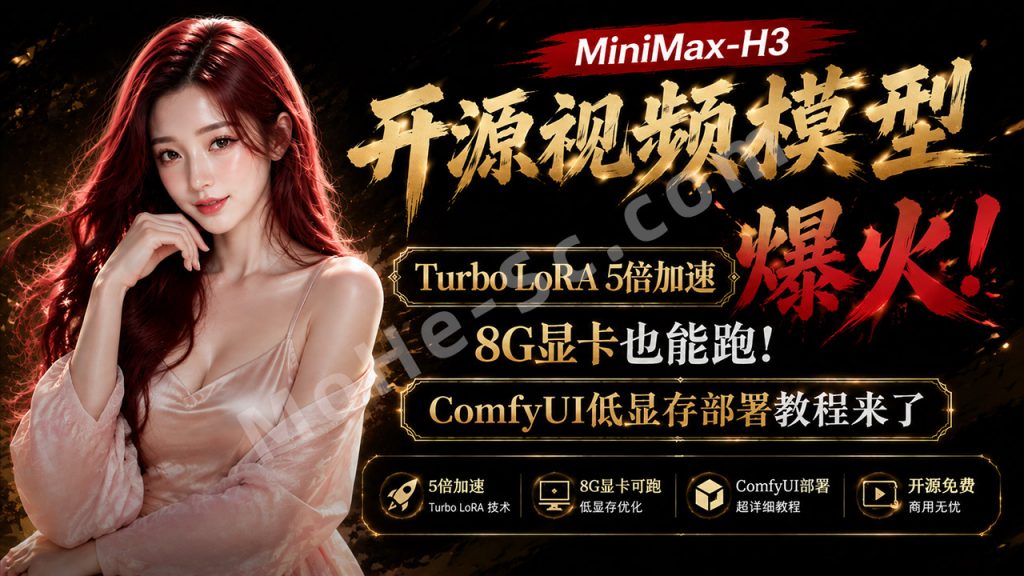 图片[1]-干掉Seedance 2.5 ！MiniMax-H3 开源视频模型爆火！Turbo LoRA 5倍加速，8G显卡也能跑，工作流详解，低显存也能跑出顶级画质，ComfyUI低显存部署教程来了