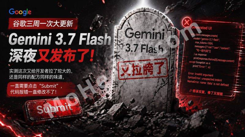 谷歌三周一次大更新，Gemini 3.7 Flash深夜又发布了！实测这次又给开发者拉了坨大的，一直需要点击“Submit”，代码报错一直修改不了！-MOHE素材库-设计行业的乐园，各类素材的矿山！