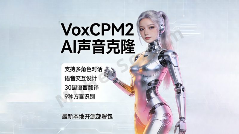 超强！VoxCPM2 V2 增强版｜影视级语音克隆，音色永久保存，文字转语音+AI声音克隆+方言 + ai语音设计+多人对话 + 字幕全搞定-MOHE素材库-设计行业的乐园，各类素材的矿山！