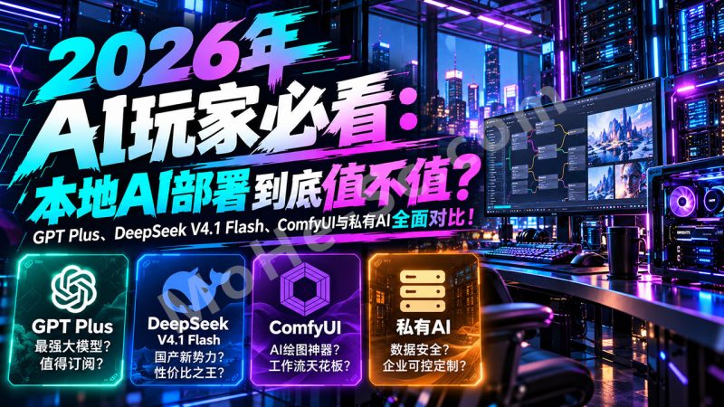 2026年AI玩家必看：本地AI部署到底还值不值？GPT Plus、DeepSeek V4.1 Flash、ComfyUI与私有AI全面对比！-MOHE素材库-设计行业的乐园，各类素材的矿山！