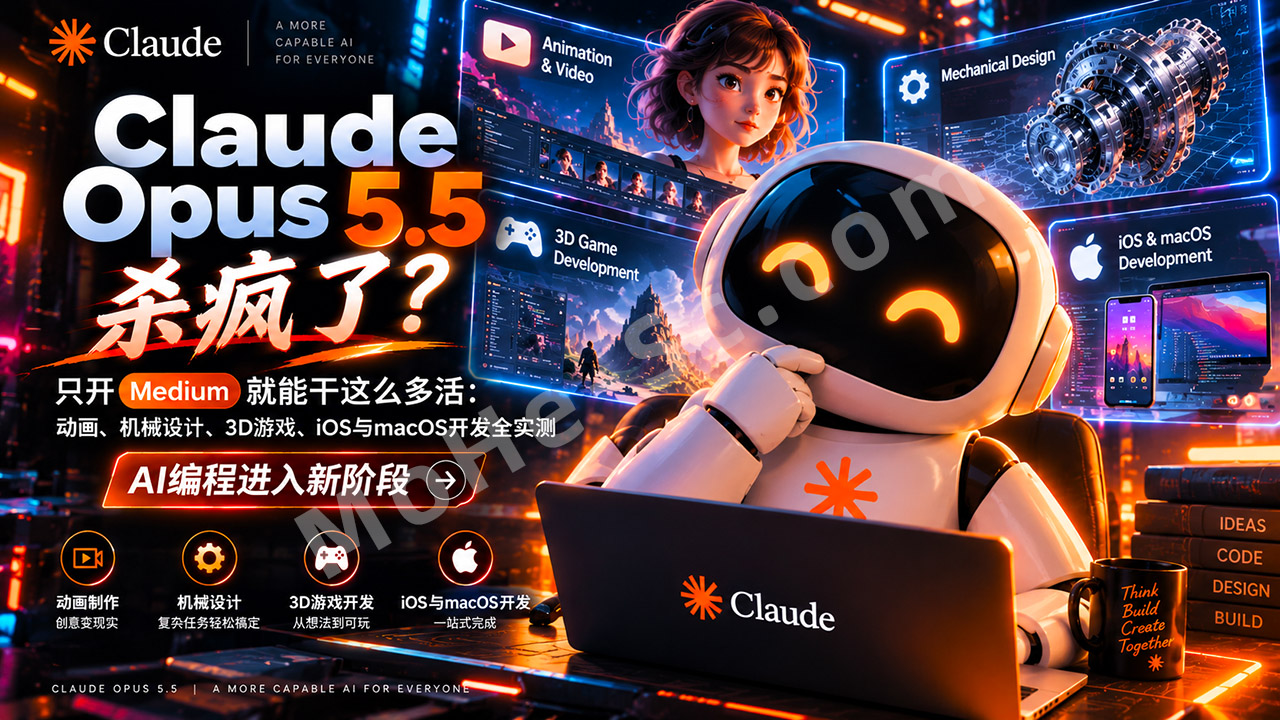 图片[1]-Claude Opus 5.5杀疯了？只开Medium就能干这么多活：动画、机械设计、3D游戏、iOS与macOS开发全实测 ，AI编程进入新阶段