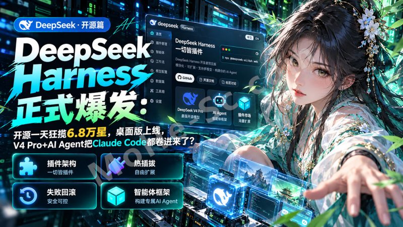 DeepSeek Harness正式爆发：开源一天狂揽6.8万星，桌面版上线，V4 Pro+AI Agent把Claude Code都卷进来了？