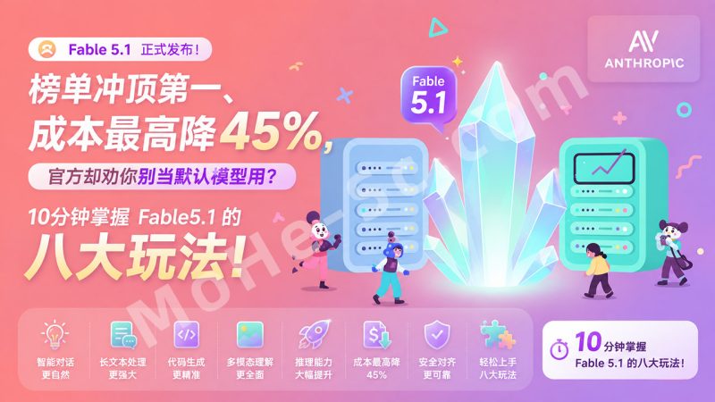 Fable 5.1正式发布！榜单冲顶第一、成本最高降45%，官方却劝你别当默认模型用？10分钟掌握 Fable5.1 的八大玩法！-MOHE素材库-设计行业的乐园，各类素材的矿山！