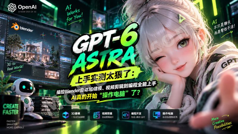 GPT-6 Astra 上手实测太狠了：操控Blender自动3D建模、视频剪辑到编程全能上手，AI真的开始“操作电脑”了？-MOHE素材库-设计行业的乐园，各类素材的矿山！
