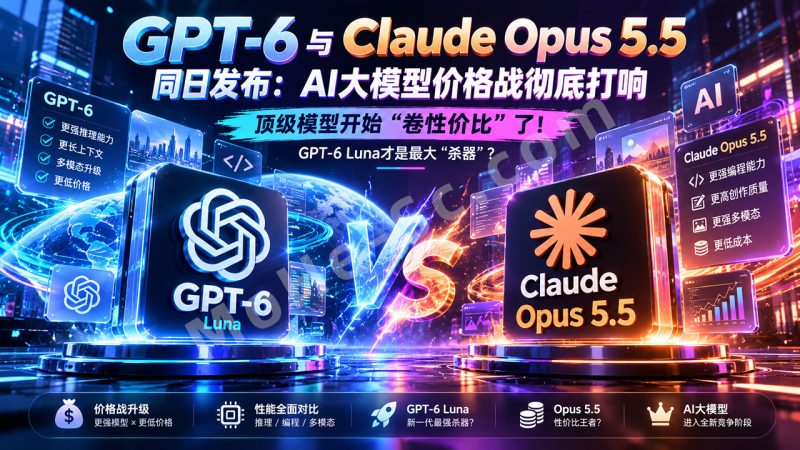 GPT-6与Claude Opus 5.5同日发布：AI大模型价格战彻底打响，顶级模型开始“卷性价比”了！GPT-6 Luna才是最大“杀器”？
