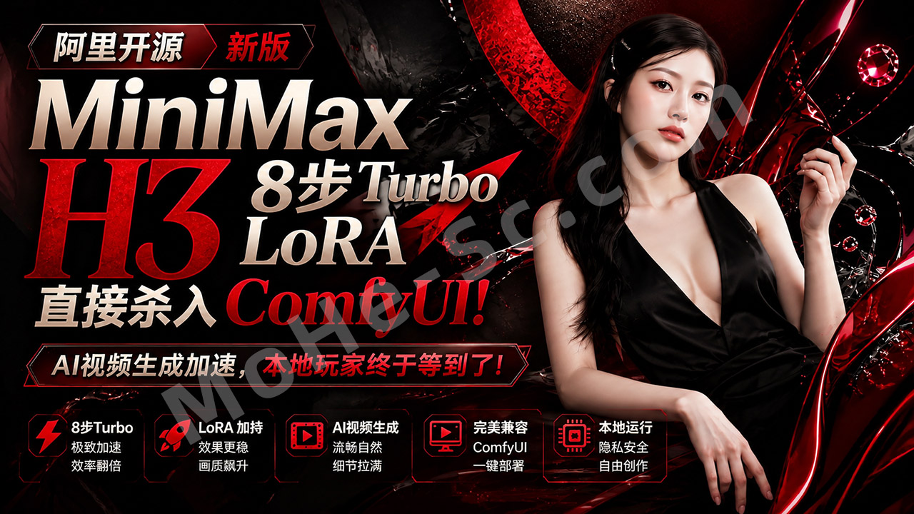 图片[1]-MiniMax H3又放大招！8步Turbo LoRA直接杀入ComfyUI，AI视频生成加速，本地玩家终于等到了