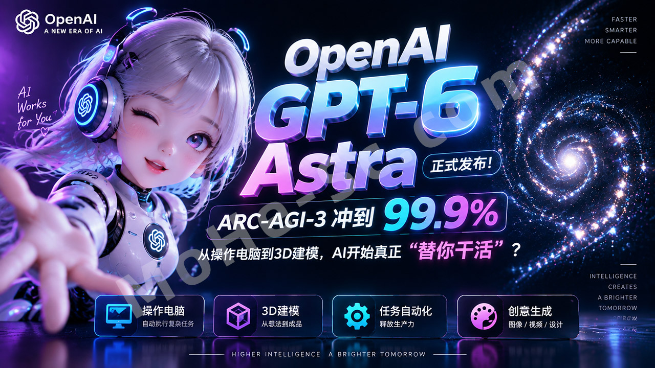 图片[1]-OpenAI GPT-6 Astra正式发布：欢迎来到AGI时代！ARC-AGI-3冲到99.9%，从操作电脑到3D建模，AI开始真正“替你干活”？