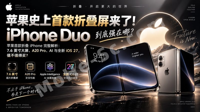 苹果史上首款折叠屏来了！iPhone Duo到底强在哪？苹果首款折叠iPhone完整解析：7.6英寸大屏、A20 Pro、AI与全新iOS 27，值不值得买？
