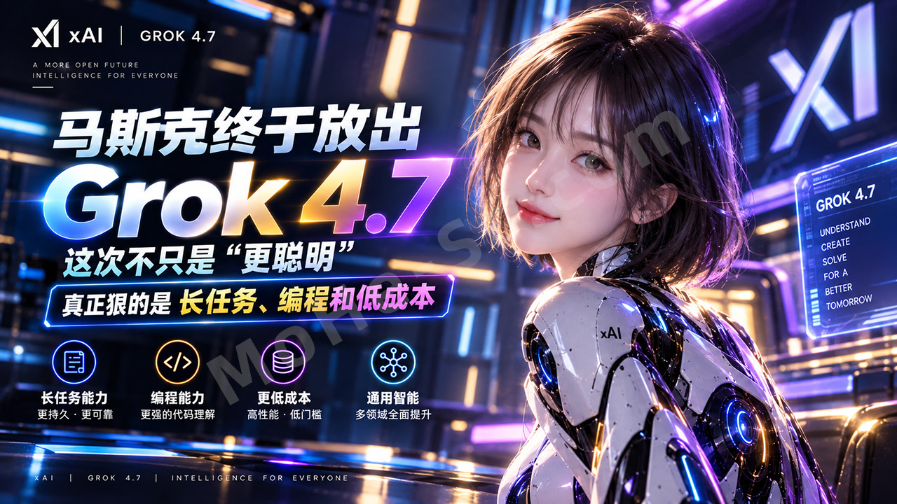 图片[1]-马斯克终于放出 Grok 4.7：这次不只是“更聪明”，真正狠的是长任务、AI编程、Agent能力全面升级，API价格依旧便宜