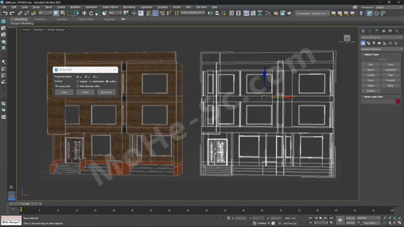 3D For CAD-Cleanup Script：3ds Max 中将三维模型快速转换为 CAD 二维图纸的 MaxScript 脚本插件