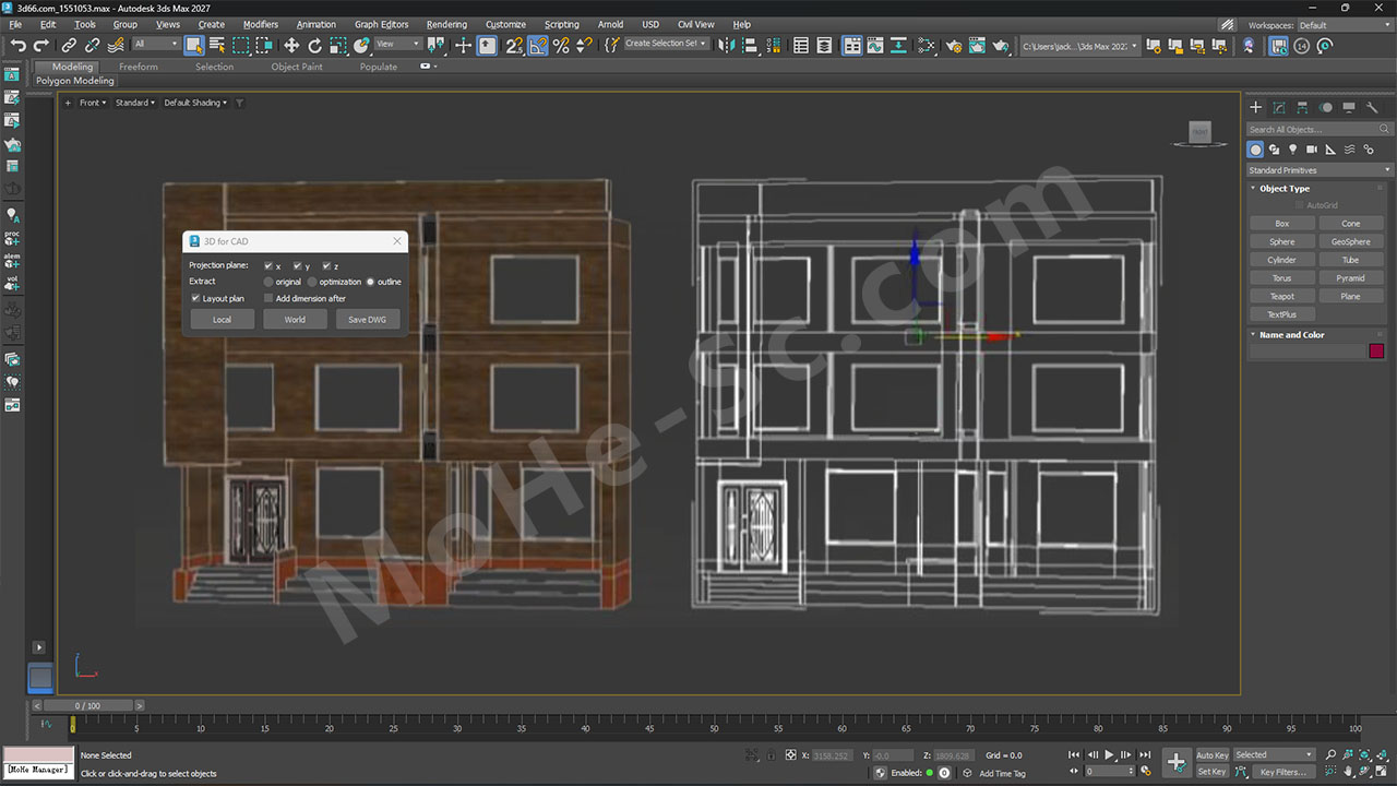 图片[1]-3D For CAD-Cleanup Script：3ds Max 中将三维模型快速转换为 CAD 二维图纸的 MaxScript 脚本插件