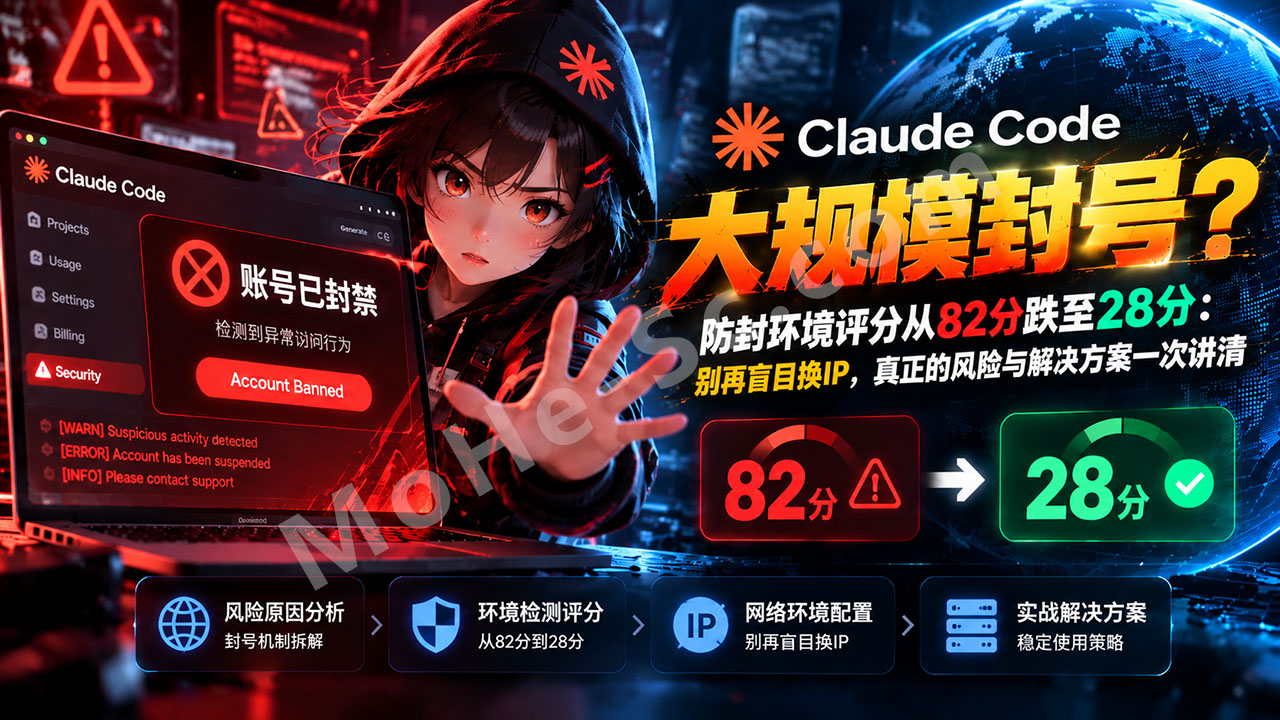 图片[1]-Claude Code大规模封号？防封环境评分从82分跌至28分：别再盲目换IP，真正的风险一次讲清，附终极解决方案