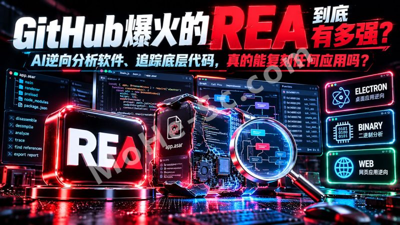 GitHub一周爆火258k星标的REA到底有多强？AI逆向分析软件、追踪底层代码，真的能复刻任何应用吗？-MOHE素材库-设计行业的乐园，各类素材的矿山！