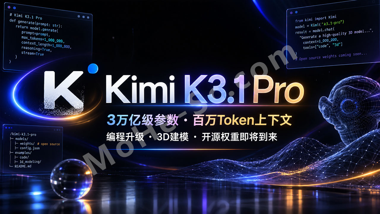 图片[1]-Kimi K3.1 Pro正式发布！3万亿级参数、百万Token上下文，编程与3D建模再升级，开源权重即将到来