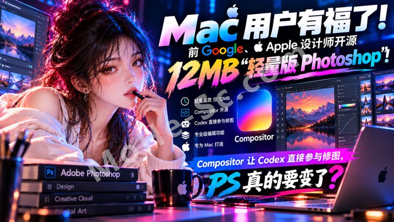 Mac 用户有福了！前 Google、Apple 设计师开源12MB“轻量版Photoshop”！Compositor让Codex直接参与修图，PS真的要变了？