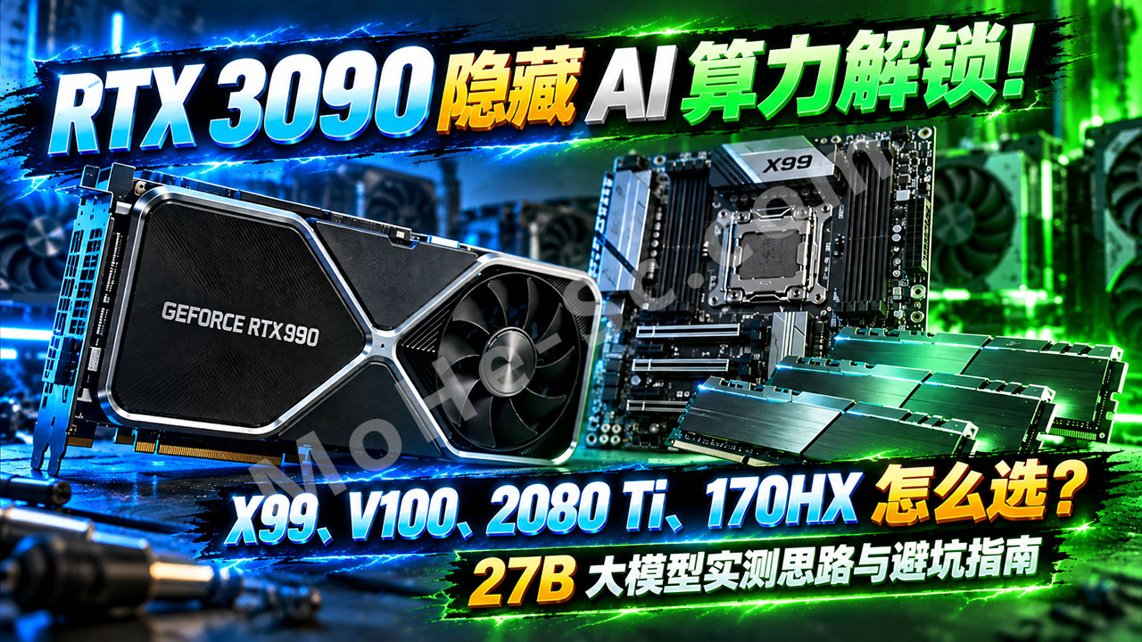图片[1]-RTX 3090 隐藏 AI 算力解锁！X99、V100、2080 Ti、170HX 怎么选？27B 大模型实测思路与避坑指南