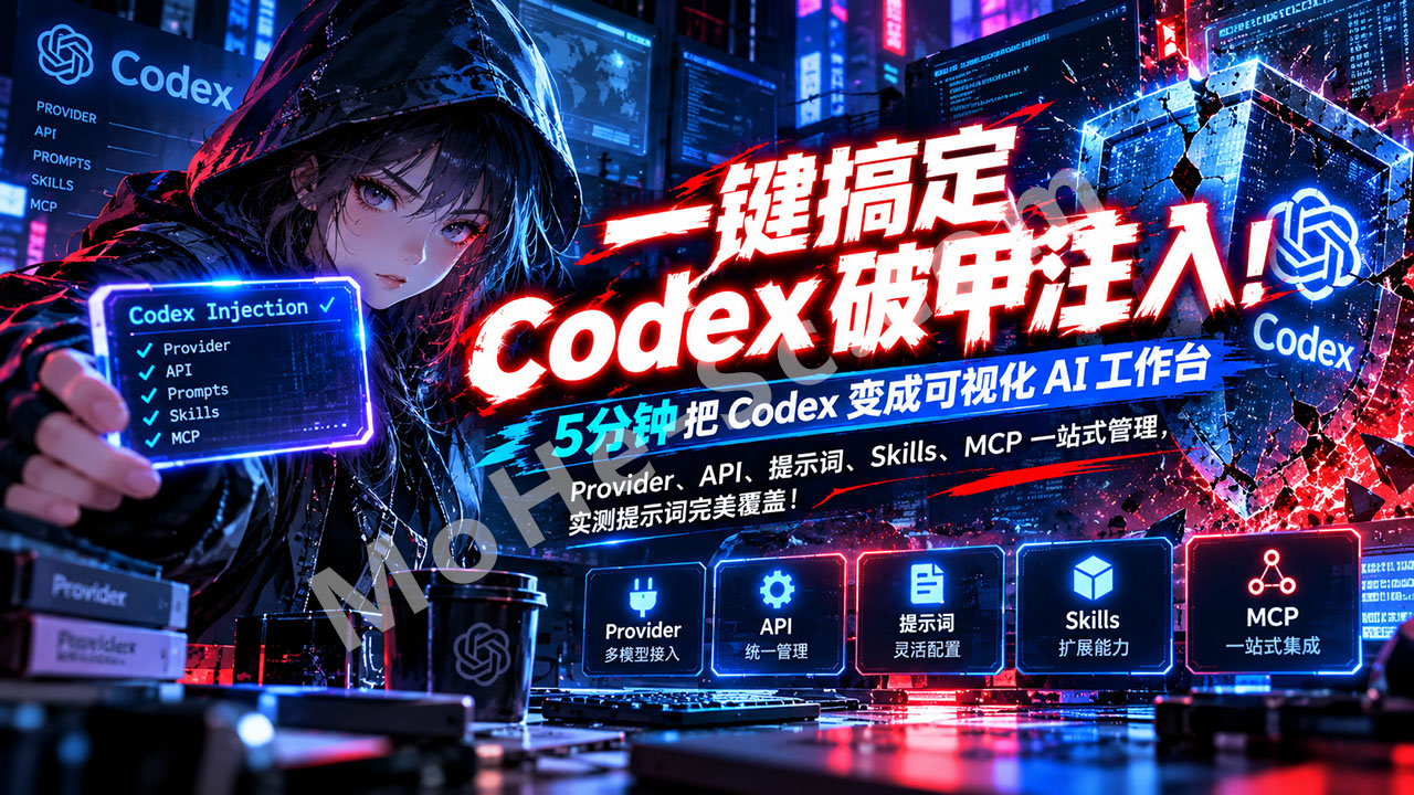 图片[1]-一键搞定 Codex 破甲注入！5分钟把Codex变成可视化AI工作台，Provider、API、提示词、Skills、MCP一站式管理，实测提示词完美覆盖！