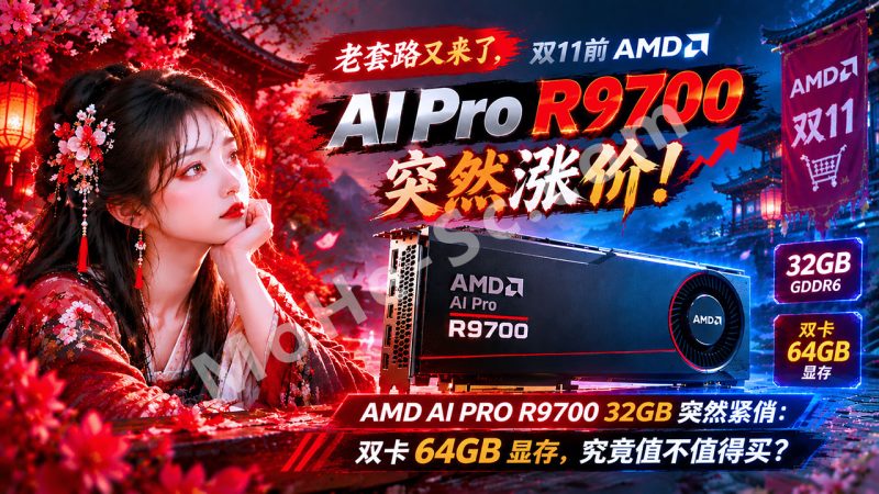 老套路又来了，双11前AMD AI Pro R9700突然涨价！AMD AI PRO R9700 32GB 突然紧俏：双卡64GB显存，究竟值不值得买？-MOHE素材库-设计行业的乐园，各类素材的矿山！